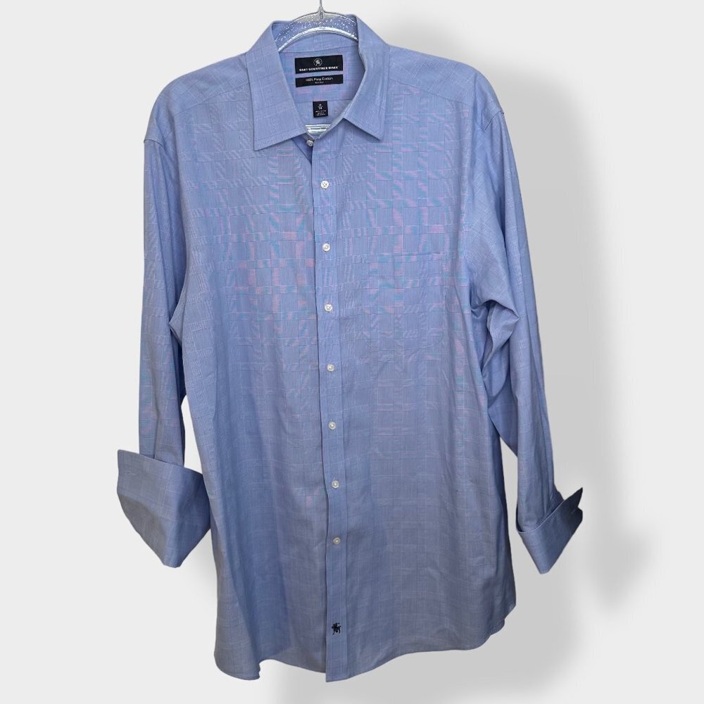 Hart Schaffner Marx Pima Cotton Button Up‎ Blue